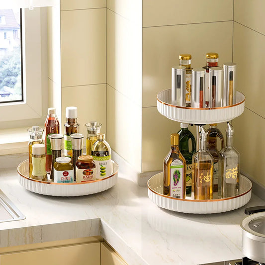 StorageGenius™ Light Luxury Style 360-degree Double layer rotatable storage rack