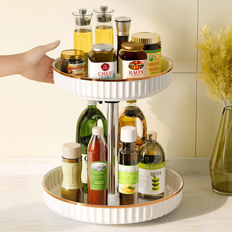 StorageGenius™ Light Luxury Style 360-degree Double layer rotatable storage rack